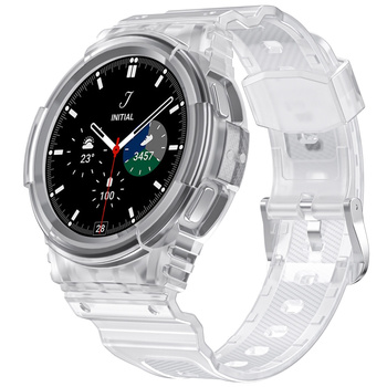Etui z paskiem Bizon Strap + Case Watch Action do Samsung Galaxy Watch 4 / 5 40 mm, przezroczyste