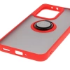 Etui z uchwytem na palec Bizon Case Hybrid Ring do Oppo Reno13 Pro, przydymione z czerwoną ramką