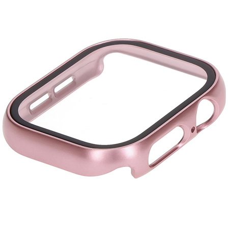 Etui ze szkłem do zegarka Bizon Case+Glass Watch do Apple Watch 11 / 10 (46mm), jasnoróżowe