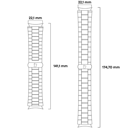 Pasek ze stali nierdzewnej do smartwatcha, Bizon Strap Watch Aura, QuickRelease 22 mm, czarny