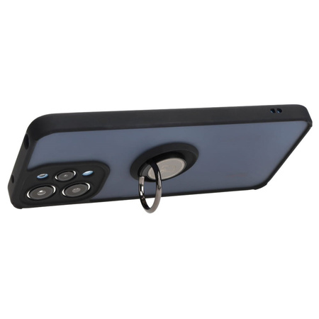Etui z uchwytem na palec Bizon Case Hybrid Ring do Xiaomi Redmi 12, przydymione z czarną ramką