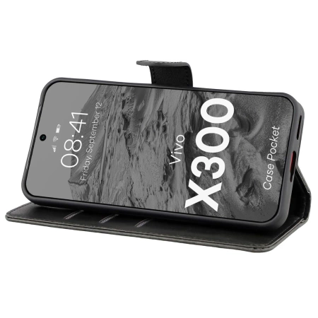Etui z klapką Bizon Case Pocket do Vivo X300, czarne
