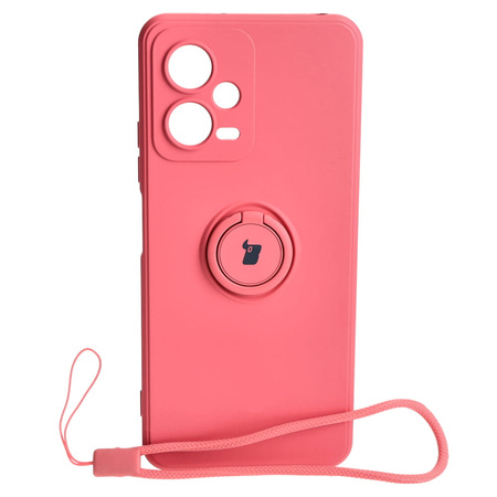 Etui Bizon Case Silicone Ring Sq do Xiaomi Redmi Note 12 5G/Poco X5, brudny róż