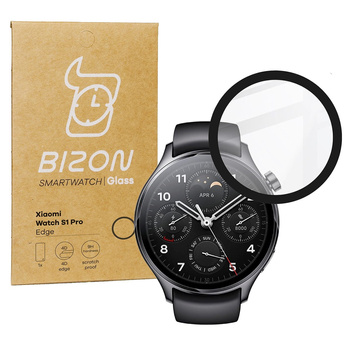 Szkło hybrydowe Bizon Glass Watch Edge Hybrid dla Xiaomi Watch S1 Pro, czarne