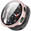 Etui ze szkłem do zegarka Bizon Case+Glass Watch do Samsung Galaxy Watch 8 44 mm, satynowe różowe