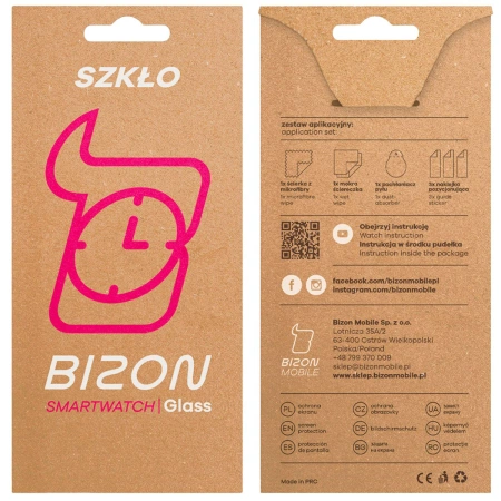 Szkło hybrydowe Bizon Glass Watch Edge Hybrid dla Apple Watch 11 / 10 42 mm, czarne
