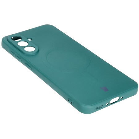 Silikonowe etui z pierścieniem magnetycznym Bizon Case Silicone Magnetic Sq do Galaxy A56 5G, ciemnozielone