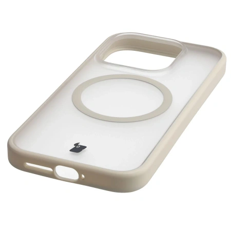 Etui z pierścieniem magnetycznym Bizon Case MatteO do Xiaomi 17, przydymione-beżowe