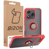 Etui z uchwytem na palec Bizon Case Hybrid Ring do Honor 400 Lite, przydymione z czerwoną ramką