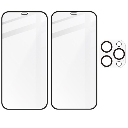2x Szkło + szybka na aparat Bizon Edge Pack do iPhone 12 Pro Max