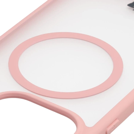 Etui z pierścieniem magnetycznym Bizon Case MatteO do OnePlus 15, przydymione-jasnoróżowe