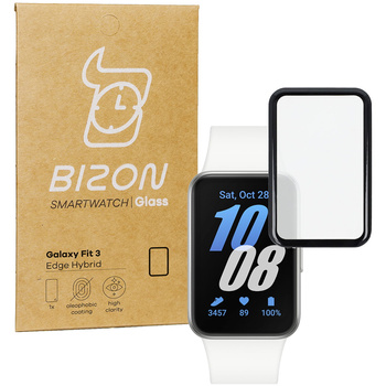 Szkło hybrydowe Bizon Glass Watch Edge Hybrid dla Galaxy Fit 3, czarne