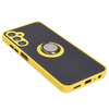 Etui z uchwytem na palec Bizon Case Hybrid Ring do Galaxy A05s, przydymione z żółtą ramką