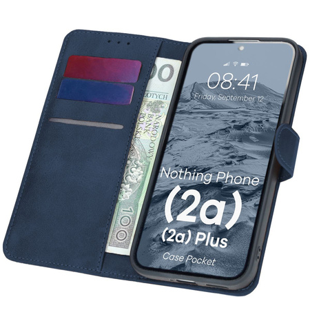 Etui z klapką Bizon Case Pocket do Nothing Phone (2a) / (2a) Plus, granatowe