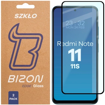 Szkło hartowane Bizon Glass Edge Duo do Xiaomi Redmi Note 11 / 11S 4G, czarna ramka, 2 sztuki