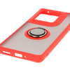 Etui z uchwytem na palec Bizon Case Hybrid Ring do Motorola Edge 50 Ultra, przydymione z czerwoną ramką