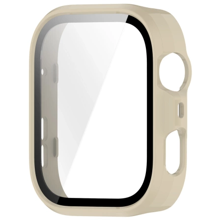 Etui ze szkłem do zegarka Bizon Case+Glass Watch do Huawei Watch Fit 4 Pro, beżowe