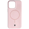Silikonowe etui z pierścieniem magnetycznym Bizon Soft Case Magnetic do iPhone 15 Pro Max, jasnoróżowe