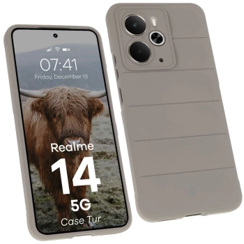 Pancerne etui Bizon Case Tur do Realme 14 5G, jasnoszare