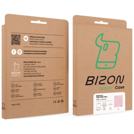 Etui z klapką Bizon Case Tab Lizard do Galaxy Tab S10 FE Plus, różowe