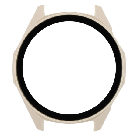 Etui ze szkłem do zegarka Bizon Case+Glass Watch do Huawei Watch GT6 46 mm, beżowe