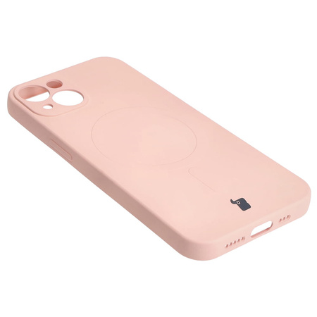 Etui silikonowe z pierścieniem magnetycznym Bizon Case Silicone Magnetic do iPhone 13, jasnoróżowe