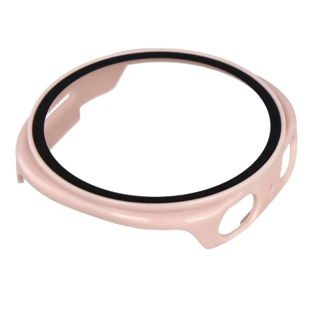 Etui ze szkłem do zegarka Bizon Case+Glass Watch do Samsung Galaxy Watch 8 44 mm, różowe
