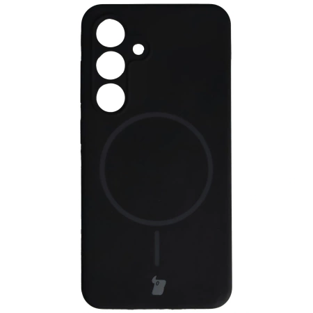 Silikonowe etui z pierścieniem magnetycznym Bizon Soft Case Magnetic do Galaxy S24, czarne