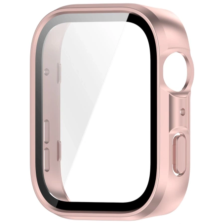 Etui ze szkłem do zegarka Bizon Case+Glass Watch do Huawei Watch Fit 4, satynowo różowe