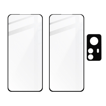2x Szkło + szybka na aparat Bizon Edge 3D Pack do  Xiaomi 12 Pro
