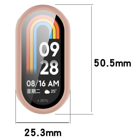 Etui ze szkłem do zegarka Bizon Case+Glass Watch do Xiaomi Smart Band 10, różowe