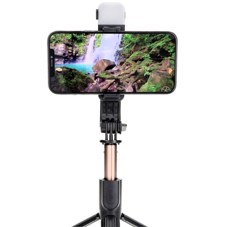 Kijek do selfie / tripod z lampą i pilotem Bizon Accessories Selfie Lamp, czarny