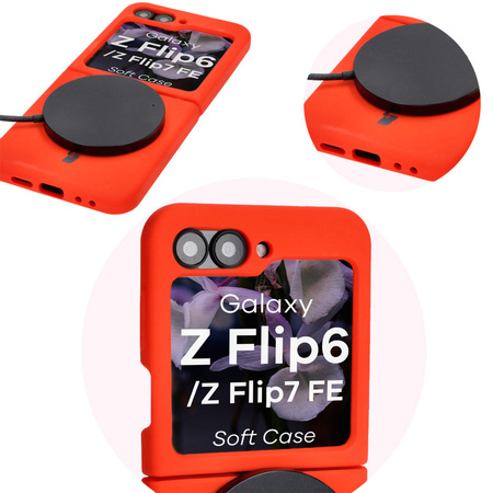 Silikonowe etui Bizon Soft Case do Galaxy Z Flip7 FE / Z Flip6, czerwone