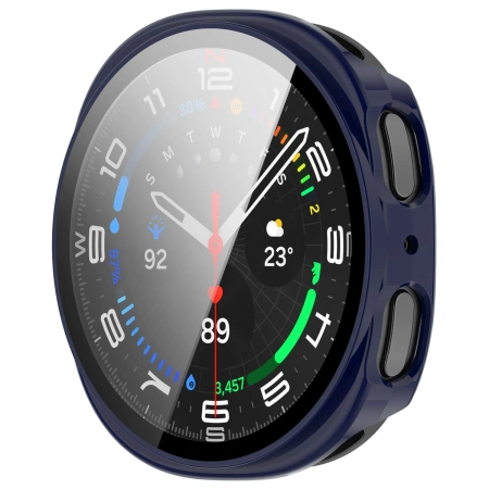 Etui ze szkłem do zegarka Bizon Case+Glass Watch do Samsung Galaxy Watch 8 40 mm, niebieskie