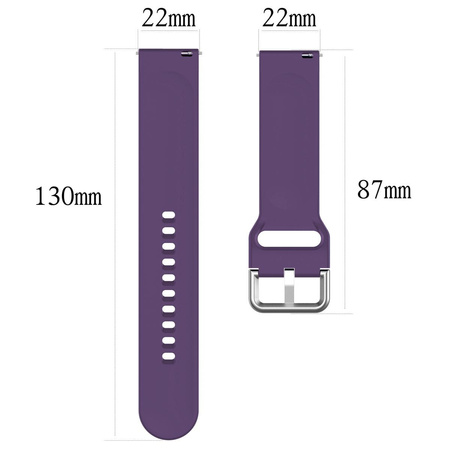 Pasek silikonowy do smartwatcha, Bizon Strap Watch Silicone Pro N, Quick Release 22 mm, fioletowy