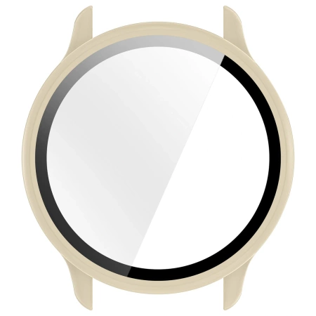 Etui ze szkłem do zegarka Bizon Case+Glass Watch do Garmin Vivoactive 6, beżowe