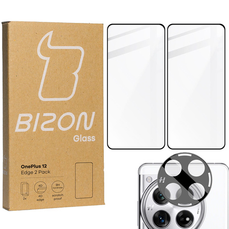 2x Szkło + szybka na aparat Bizon Edge 3D Pack do OnePlus 12