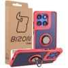Etui z uchwytem na palec Bizon Case Hybrid Ring do Motorola Edge 60 Pro, przydymione z czerwoną ramką