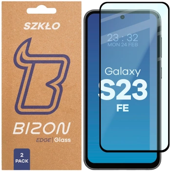 Szkło hartowane Bizon Glass Edge Duo do Galaxy S23 FE, czarna ramka, 2 sztuki