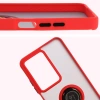 Etui z uchwytem na palec Bizon Case Hybrid Ring do Realme C75 4G / 14x 5G, przydymione z czerwoną ramką