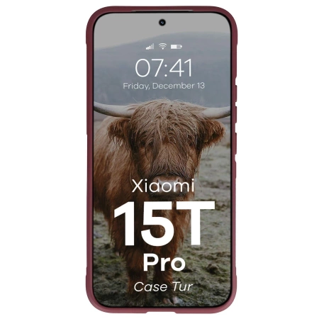 Pancerne etui Bizon Case Tur do Xiaomi 15T Pro, burgundowe