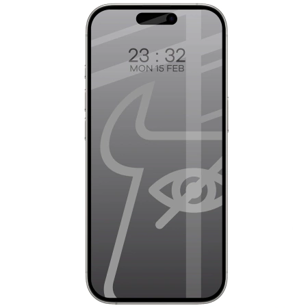 Prywatyzujące szkło hartowane Bizon Glass Edge Shadow do iPhone 16 Pro/ 17 / 17 Pro, przyciemniane z czarną ramką