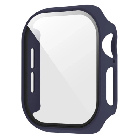 Etui ze szkłem do zegarka Bizon Case+Glass Watch do Apple Watch SE 3 / SE 2 / SE / 6 / 5 / 4 (44 mm), matowe granatowe