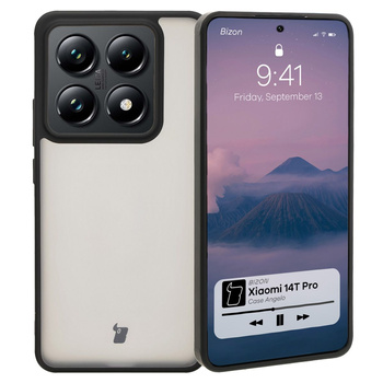 Etui Bizon Case Angelo do Xiaomi 14T Pro, półprzezroczyste z czarną ramką