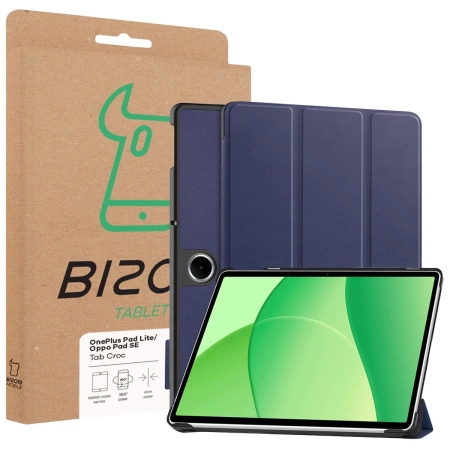 Etui z klapką Bizon Case Tab Croc do OnePlus Pad Lite / Oppo Pad SE, granatowe