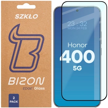 Szkło hartowane Bizon Glass Edge Duo do Honor 400, czarna ramka, 2 sztuki