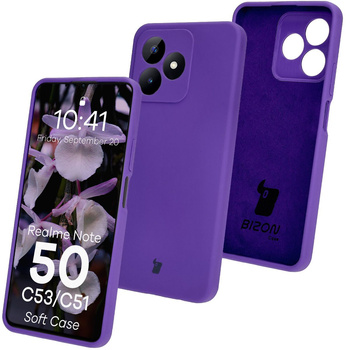 Silikonowe etui Bizon Soft Case do Realme Note 50 / Realme C53 / C51, fioletowe