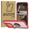 Etui z uchwytem na palec Bizon Case Hybrid Ring do Xiaomi 15, przydymione z czerwoną ramką