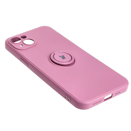 Etui Bizon Case Silicone Ring Sq do iPhone 15 Plus, ciemnofioletowe