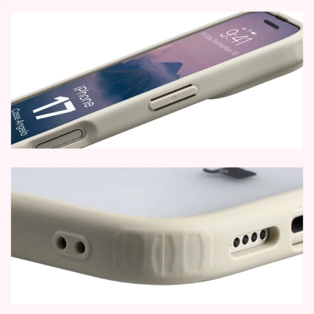 Etui Bizon Case Angelo do iPhone 17, półprzezroczyste z beżową ramką